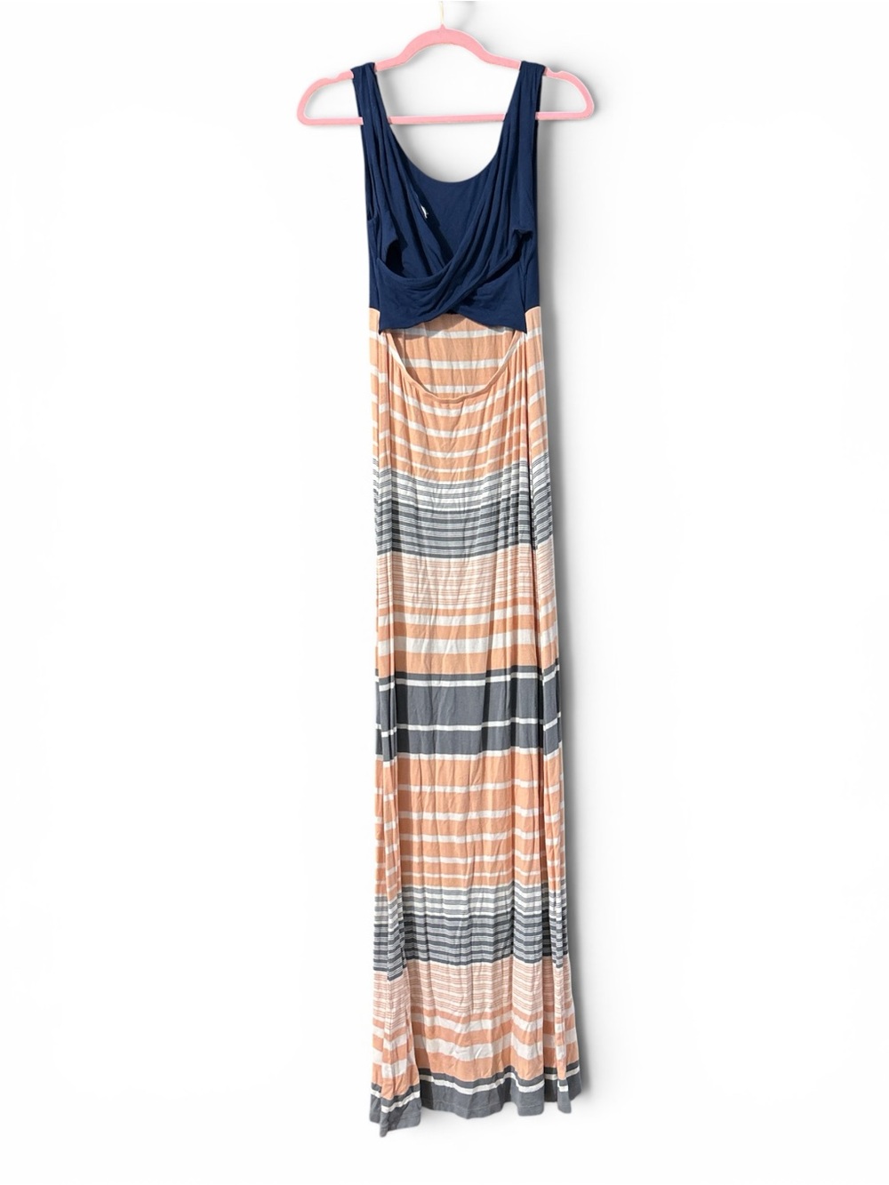 Market & Spruce Navy and Peach Striped Maxi Dress - Picture 4 of 5